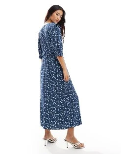 Nobody's Child Felicia Midi Dress In Ditsy Blue Floral For Women Navy -Nobody’s Child Shop 206922708 4