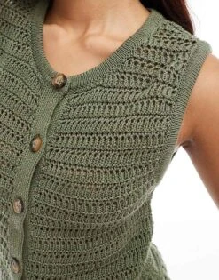 Nobody's Child Crochet Waistcoat In Green For Women -Nobody’s Child Shop 206922795 3