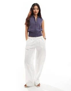 Nobody's Child Zip Up Sleeveless Collared Cardigan In Navy For Women -Nobody’s Child Shop 206922843 2