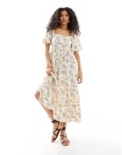 Nobody's Child Whitley Midaxi Dress In Cream Floral For Women -Nobody’s Child Shop 206922853 4