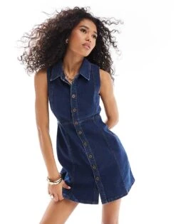Nobody's Child Sinclair Denim Mini Dress In Blue For Women Navy