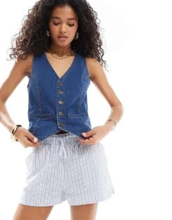 Nobody's Child Stockwell Denim Waistcoat In Blue For Women -Nobody’s Child Shop 206924203 1 blue 1