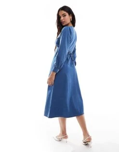 Nobody's Child Shannon Denim Midi Dress In Blue For Women Light Blue -Nobody’s Child Shop 207142485 4