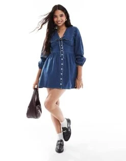 Nobody's Child Birdie Denim Mini Dress In Blue For Women -Nobody’s Child Shop 207142506 3