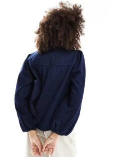 Nobody's Child Bernadetta Denim Blouse In Dark Blue For Women Light Blue -Nobody’s Child Shop 207142515 4