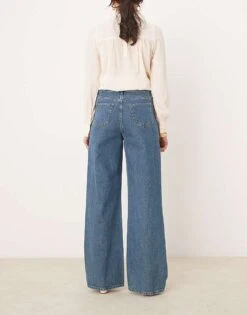 Nobody's Child Denim Wide Leg Jeans In Tinted Blue Wash For Women -Nobody’s Child Shop 207142618 3