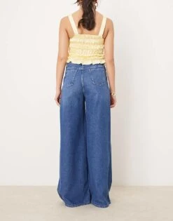 Nobody's Child 5 Pocket Denim Wide Leg Jeans In Mid Wash For Women Dark Blue -Nobody’s Child Shop 207142675 3