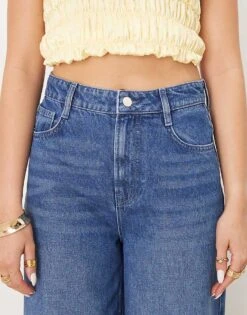 Nobody's Child 5 Pocket Denim Wide Leg Jeans In Mid Wash For Women Dark Blue -Nobody’s Child Shop 207142675 5