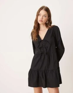 Nobody's Child Bernadetta Long Sleeve Mini Dress In Black For Women -Nobody’s Child Shop 207153131 4