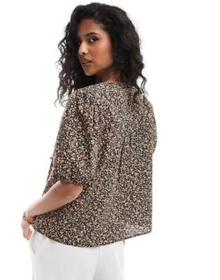 Nobody's Child Bernadetta Tie-front Top In Dark Floral For Women Dixie Ditsy -Nobody’s Child Shop 207153147 4