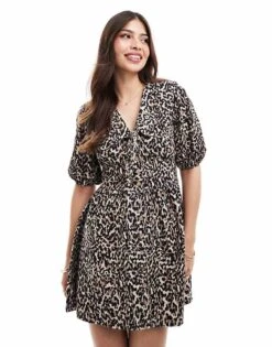Nobody's Child Birdie Denim Mini Dress In Leopard For Women -Nobody’s Child Shop 207273244 1 leopard 1