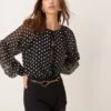 Nobody's Child Marlow Ruffle Blouse In Black Spot For Women -Nobody’s Child Shop 207275989 1 black