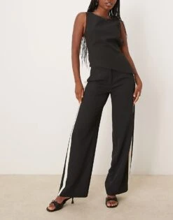 Nobody's Child Tailored Wide Leg Trousers In Black And White Stripe For Women -Nobody’s Child Shop 207275997 3