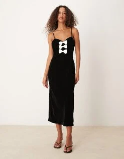 Nobody's Child Eliana Bow Front Midi Dress In Black For Women -Nobody’s Child Shop 207276261 1 black 1