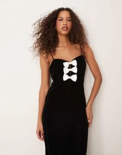 Nobody's Child Eliana Bow Front Midi Dress In Black For Women -Nobody’s Child Shop 207276261 4