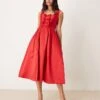 Nobody's Child Structured Satin Midi Dress With Bow Detail In Red For Women -Nobody’s Child Shop 207276807 1 red