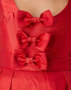 Nobody's Child Structured Satin Midi Dress With Bow Detail In Red For Women -Nobody’s Child Shop 207276807 3
