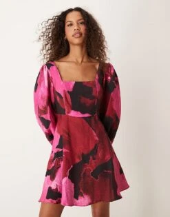 Nobody's Child Loredana Mini Dress In Dark Based Printed Floral For Women Mutli -Nobody’s Child Shop 207276846 3