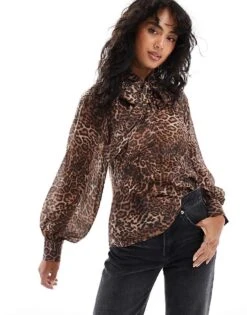Nobody's Child Goldie Printed Blouse In Leopard For Women -Nobody’s Child Shop 207276900 1 leopard 1