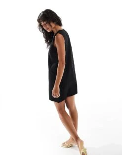 Nobody's Child Zip Front Denim Pinnie Dress In Black For Women -Nobody’s Child Shop 207279506 4