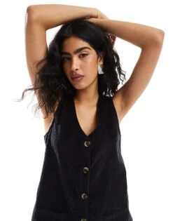 Nobody's Child Claudette V Neck Cord Pinny Dress In Black For Women -Nobody’s Child Shop 207279528 4