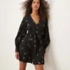 Nobody's Child Shannon Long Sleeve Mini Dress In Black Ditsy For Women Black Print -Nobody’s Child Shop 207279784 1 blackprint
