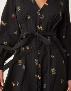 Nobody's Child Shannon Long Sleeve Mini Dress In Black Ditsy For Women Black Print -Nobody’s Child Shop 207279784 3