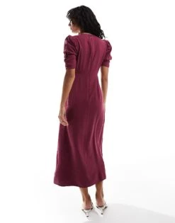 Nobody's Child Evie Midi Dress With Ruched Shoulder In Berry For Women Red -Nobody’s Child Shop 207280032 4