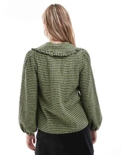 Nobody's Child Emmie Blouse With Oversized Collar In Green Gingham For Women Multi -Nobody’s Child Shop 207280056 4