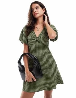 Nobody's Child Liza Puff Mini Dress In Green Gingham For Women Multi -Nobody’s Child Shop 207280636 1 multi 1