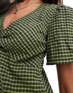 Nobody's Child Liza Puff Mini Dress In Green Gingham For Women Multi -Nobody’s Child Shop 207280636 3