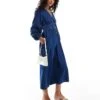 Nobody's Child Astra Denim Midaxi Dress With Tie Detail In Blue For Women