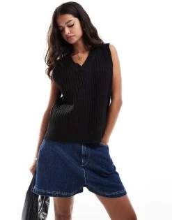 Nobody's Child V Neck Knitted Vest In Black For Women -Nobody’s Child Shop 207281859 1 black 1