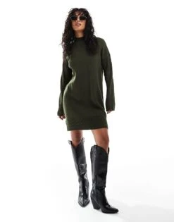 Nobody's Child Grown On Neck Knitted Jumper Dress In Green For Women -Nobody’s Child Shop 207281950 3