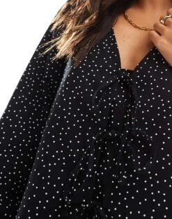Nobody's Child Bernadetta Long Sleeve Tie-detail Blouse In Micro Spot For Women -Nobody’s Child Shop 207302297 3