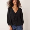 Nobody's Child Bernadetta Long Sleeve Tie-detail Blouse In Black For Women -Nobody’s Child Shop 207302326 1 black