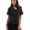 Nobody's Child Birdie Collar Detail Short Sleeve Blouse In Black For Women -Nobody’s Child Shop 207302350 1 black