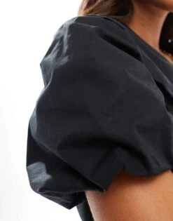 Nobody's Child Birdie Collar Detail Short Sleeve Blouse In Black For Women -Nobody’s Child Shop 207302350 3