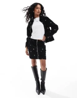 Nobody's Child Dalston Cord Embroidered Mini Skirt Co-ord In Black For Women Multi -Nobody’s Child Shop 207324264 1 multi 1