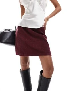 Nobody's Child Stockholm Mini Cord Skirt In Burgundy For Women Red -Nobody’s Child Shop 207324280 1 red 1
