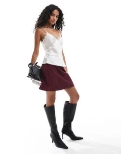 Nobody's Child Stockholm Mini Cord Skirt In Burgundy For Women Red -Nobody’s Child Shop 207324280 3