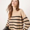 Nobody's Child Oversized High Neck Jumper In Brown Stripe For Women