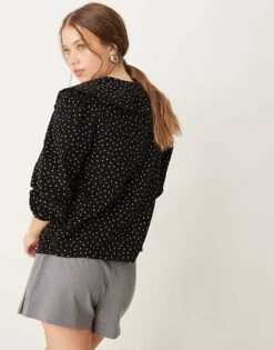 Nobody's Child Emmie Cord Blouse With Collar In Black Spot Print For Women Multi -Nobody’s Child Shop 207332500 3