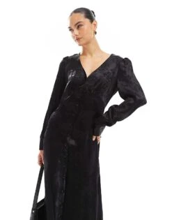 Nobody's Child Tasha Satin Maxi Dress In Floral Black Jacquard For Women -Nobody’s Child Shop 207332538 3