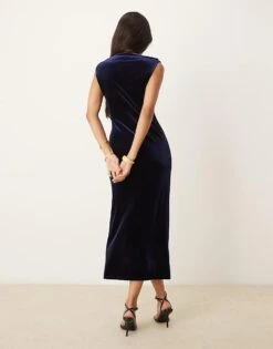 Nobody's Child Camile Velvet Midi Dress In Ink Blue For Women -Nobody’s Child Shop 207332564 3