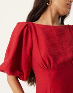 Nobody's Child Hannah Midaxi Dress With Balloon Sleeve In Red For Women -Nobody’s Child Shop 207332585 3