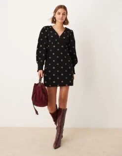 Nobody's Child Embroidered Cord Mini Dress In Black For Women Multi -Nobody’s Child Shop 207332607 3