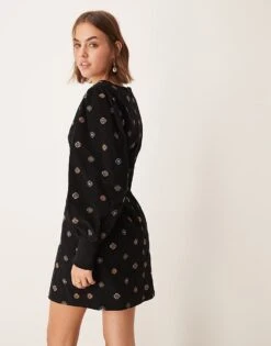 Nobody's Child Embroidered Cord Mini Dress In Black For Women Multi -Nobody’s Child Shop 207332607 4