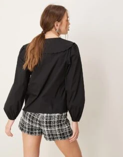 Nobody's Child Birdie Blouse With Scallop Collar In Black For Women -Nobody’s Child Shop 207332645 3