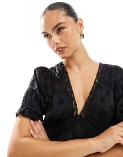 Nobody's Child Angela Satin Maxi Dress With Lace Detail In Black For Women -Nobody’s Child Shop 207332657 3